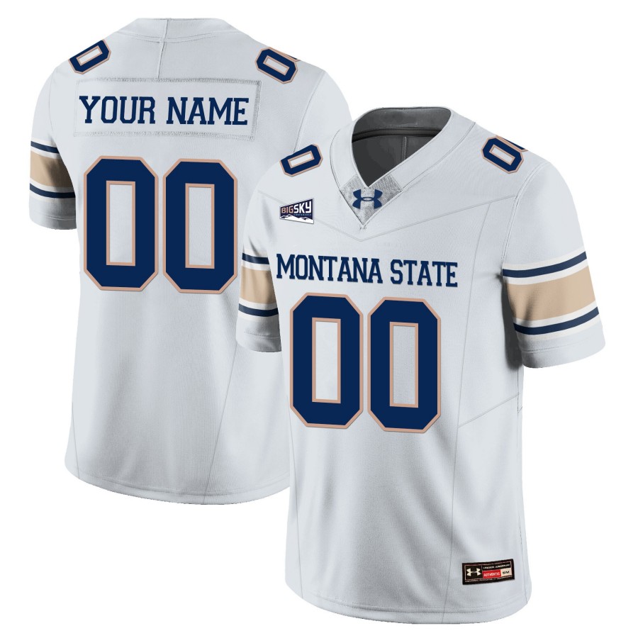 Montana State Bobcats Custom Limited Big Sky College Football Jersey White - All Stitched