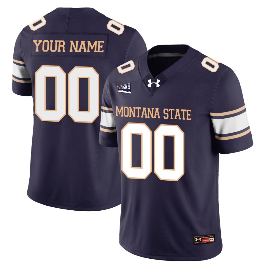 Montana State Bobcats Custom Limited Big Sky College Football Jersey Navy - All Stitched