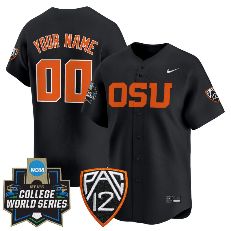 OSU Baseball Custom Nike Black 2025 NCAA World Series Limited Jersey - All Stitched