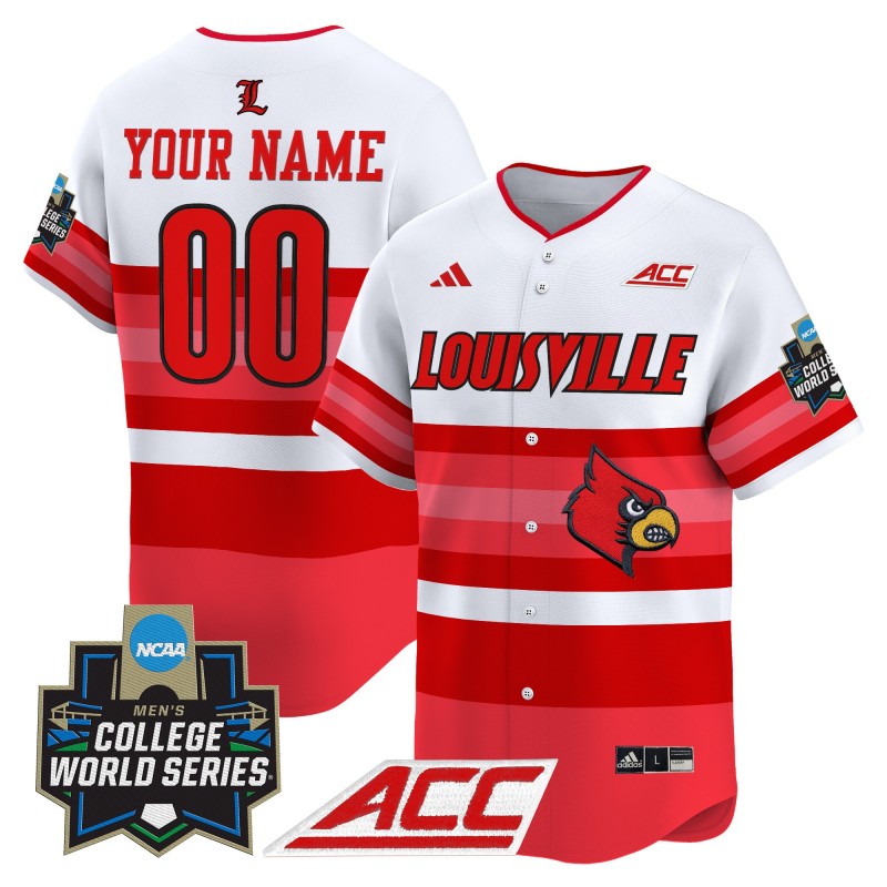 adidas Louisville Cardinals Baseball Custom Gradient Stripes 2025 NCAA MCWS Jersey - All Stitched