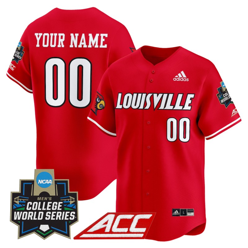 adidas Louisville Cardinals Baseball Custom Red 2025 NCAA MCWS Jersey - All Stitched
