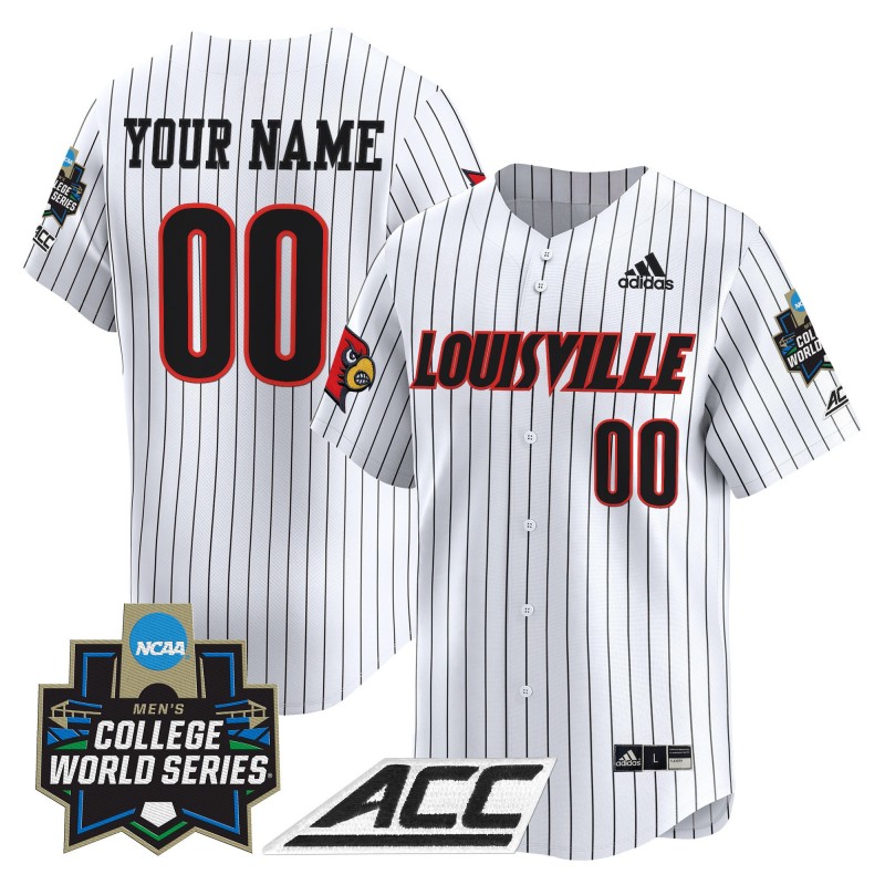 adidas Louisville Cardinals Baseball Custom Stripe 2025 NCAA MCWS Jersey - All Stitched