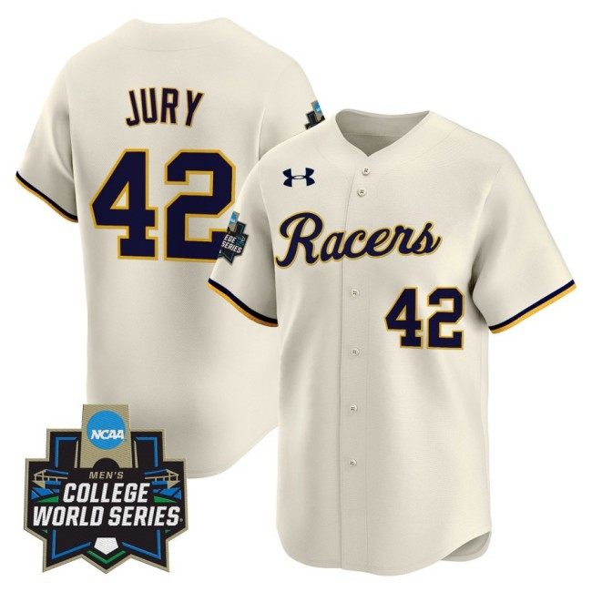 Men's Murray St. Racers #42 Charlie Jury Cream 2025 NCAA Baseball MCWS Limited Jersey - All Stitched