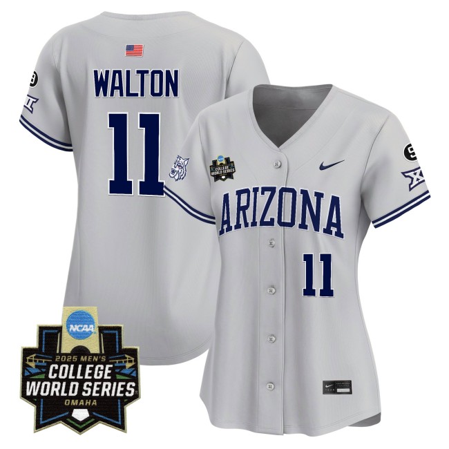 Women's Arizona Wildcats #11 Aaron Walton Nike 2025 NCAA MCWS Baseball Limited Jersey Grey - All Stitched