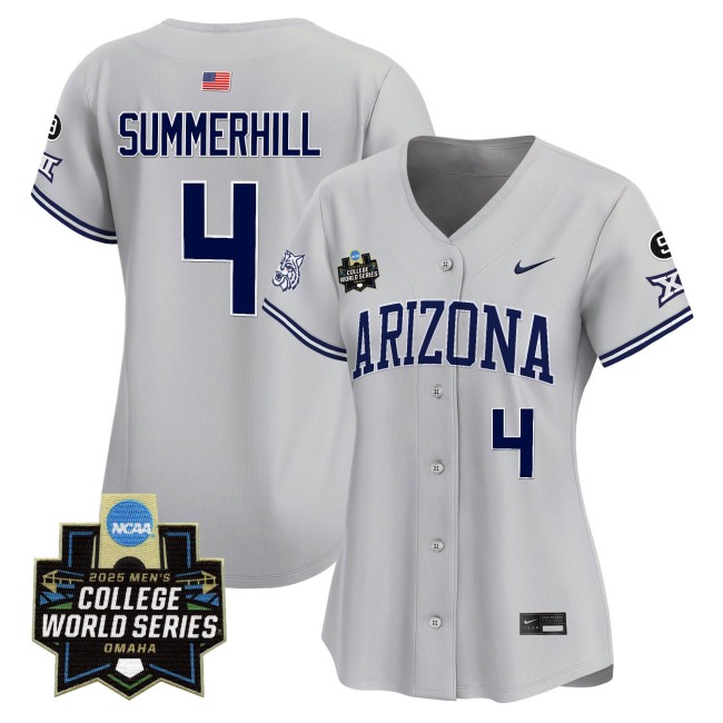 Women's Arizona Wildcats #4 Brendan Summerhill Nike 2025 NCAA MCWS Baseball Limited Jersey Grey - All Stitched