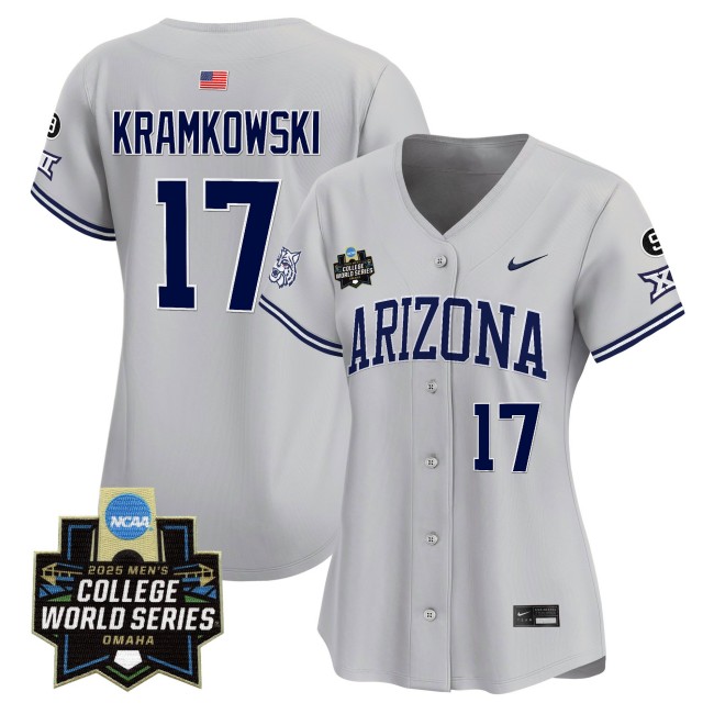 Women's Arizona Wildcats #17 Owen Kramkowski Nike 2025 NCAA MCWS Baseball Limited Jersey Grey - All Stitched