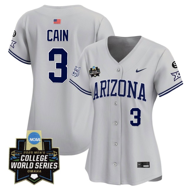 Women's Arizona Wildcats #3 Andrew Cain Nike 2025 NCAA MCWS Baseball Limited Jersey Grey - All Stitched