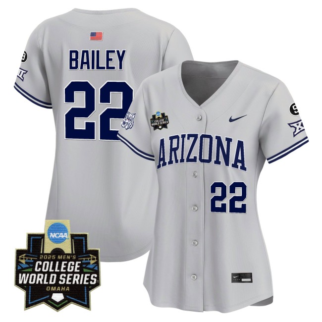 Women's Arizona Wildcats #22 Smith Bailey Nike 2025 NCAA MCWS Baseball Limited Jersey Grey - All Stitched