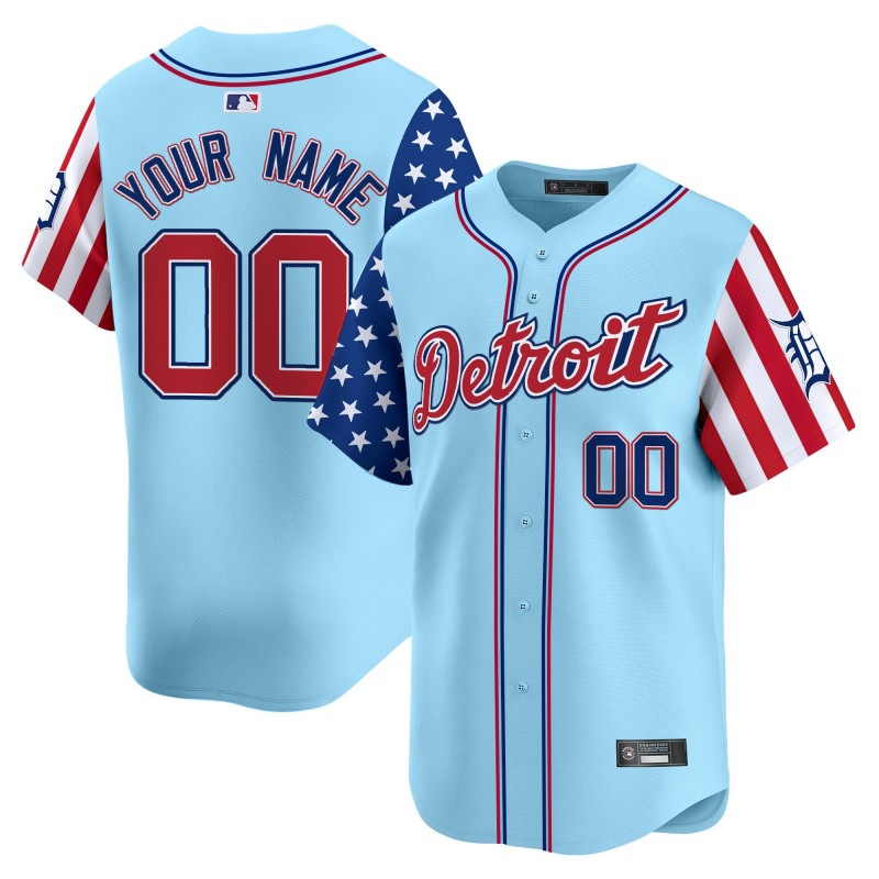 Detroit Tigers Custom 2025 Independence Day Vapor Premier Limited Jersey Blue - All Stitched