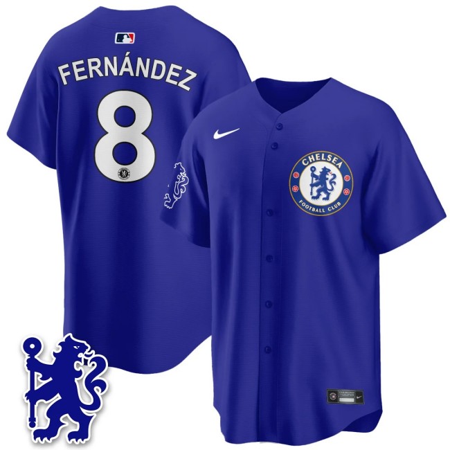 Men's Chelsea #8 Enzo Fernandez Royal 2025 Soccer x Baseball Nike Limited MLB Jersey - All Stitched