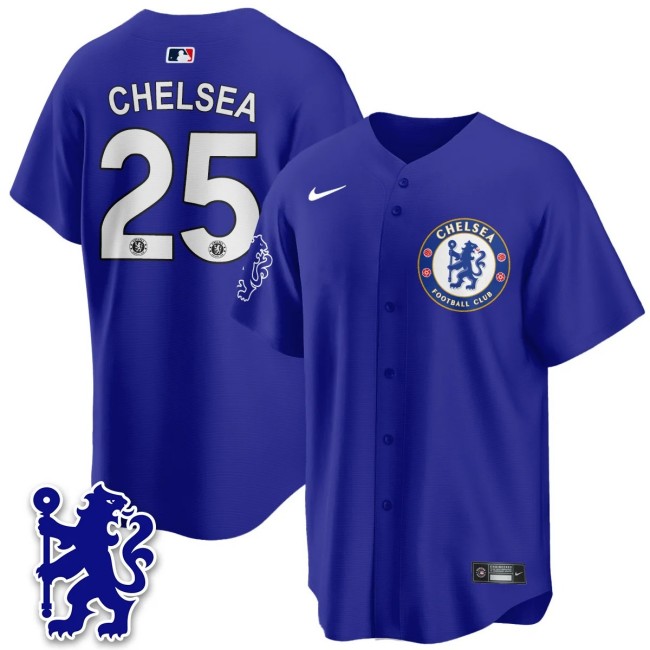 Men's Chelsea #25 Royal 2025 Soccer x Baseball Nike Limited MLB Jersey - All Stitched