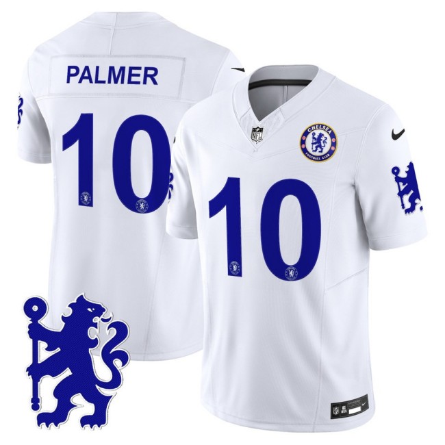 Chelsea #10 Cole Palmer 2025 NFL Nike Vapor Limited Football Jersey White - All stitched Chelsea #10 Cole Palmer 2025 NFL Nike Vapor Limited Football Jersey White - All stitched