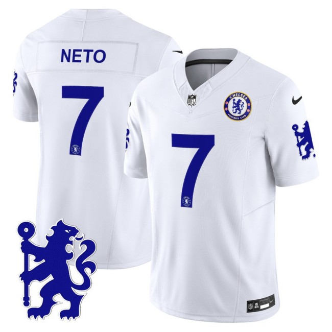 Chelsea #7 Pedro Neto 2025 NFL Nike Vapor Limited Football Jersey White - All stitched Chelsea #7 Pedro Neto 2025 NFL Nike Vapor Limited Football Jersey White - All stitched