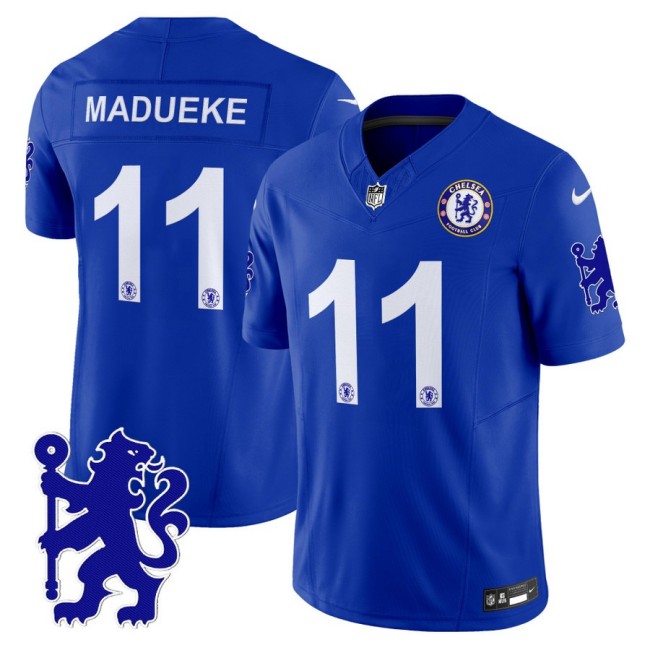 Chelsea #11 Noni Madueke 2025 NFL Nike Vapor Limited Football Jersey Blue - All stitched Chelsea #11 Noni Madueke 2025 NFL Nike Vapor Limited Football Jersey Blue - All stitched