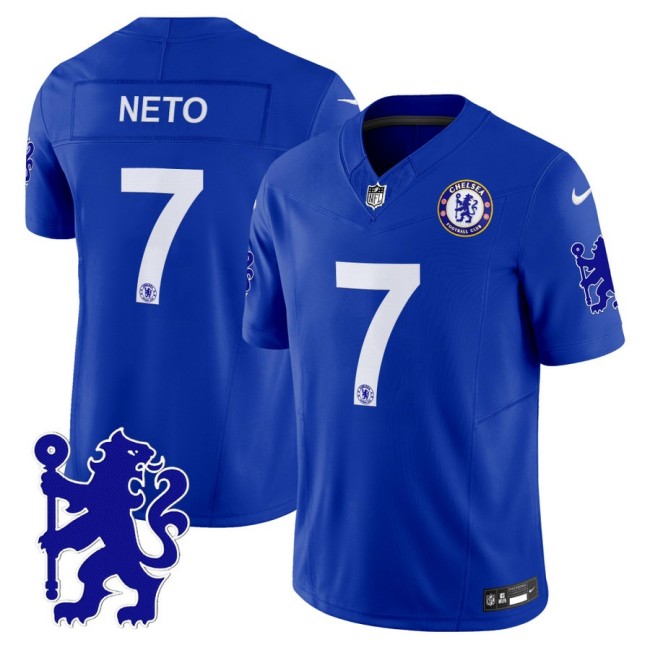 Chelsea #7 Pedro Neto 2025 NFL Nike Vapor Limited Football Jersey Blue - All stitched Chelsea #7 Pedro Neto 2025 NFL Nike Vapor Limited Football Jersey Blue - All stitched