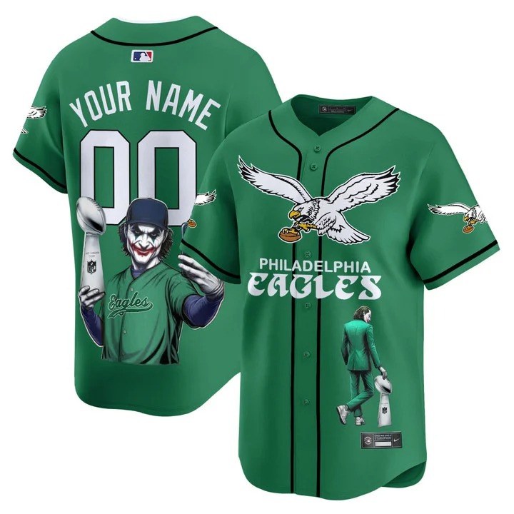 Joker Philadelphia Eagles Kelly Green Baseball Custom Jerseys - All Printed