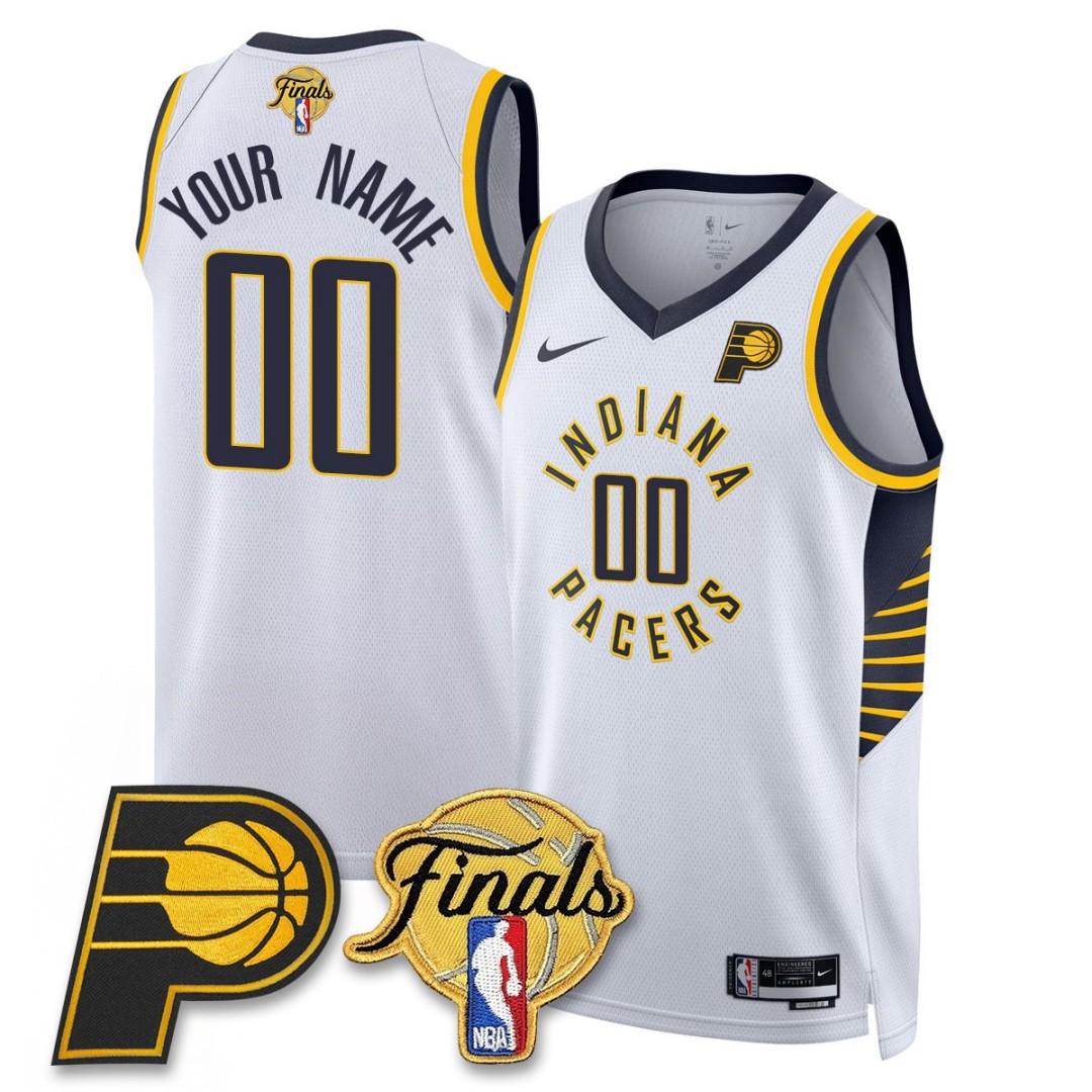 Indiana Pacers Active Player Custom Team Logo Swingman Finals Patch Association White Stitched Basketball Jersey