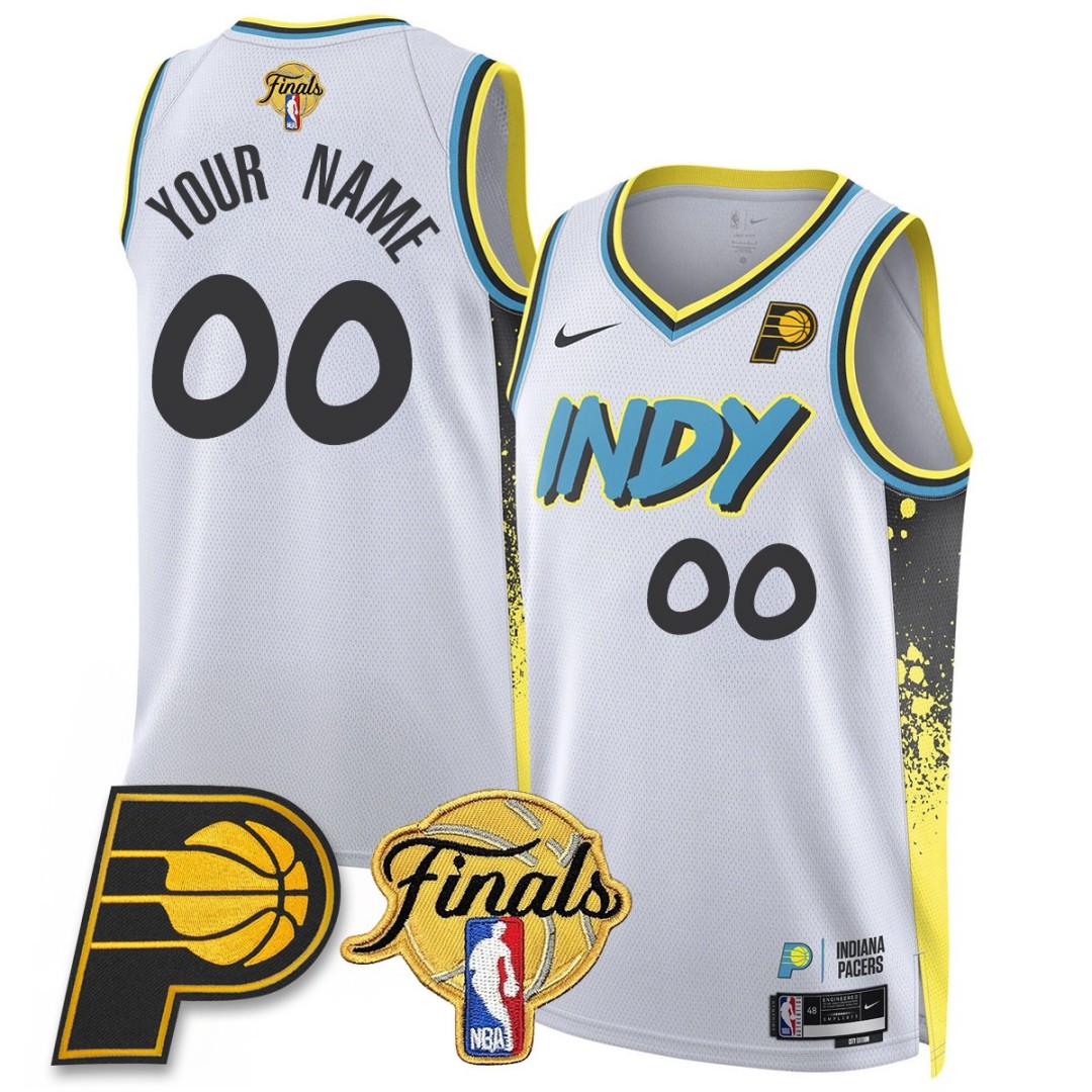 Indiana Pacers Active Player Custom Team Logo Swingman Finals Patch 24-25 City Connect White Stitched Basketball Jersey