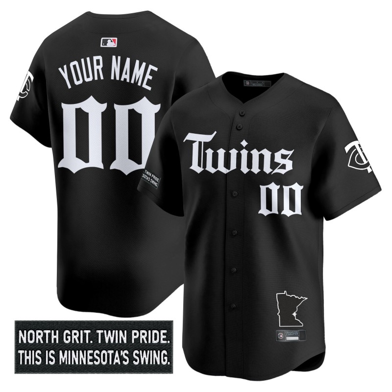 Minnesota Twins 'Gothic North Edition' Custom Vapor Premier Limited Jersey Black V2 - All Stitched Minnesota Twins 'Gothic North Edition' Custom Vapor Premier Limited Jersey Black V2 - All Stitched