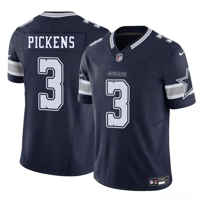 Men's Dallas Cowboys #3 George Pickens Navy 2025 F.U.S.E. Vapor Limited Stitched Football Jersey