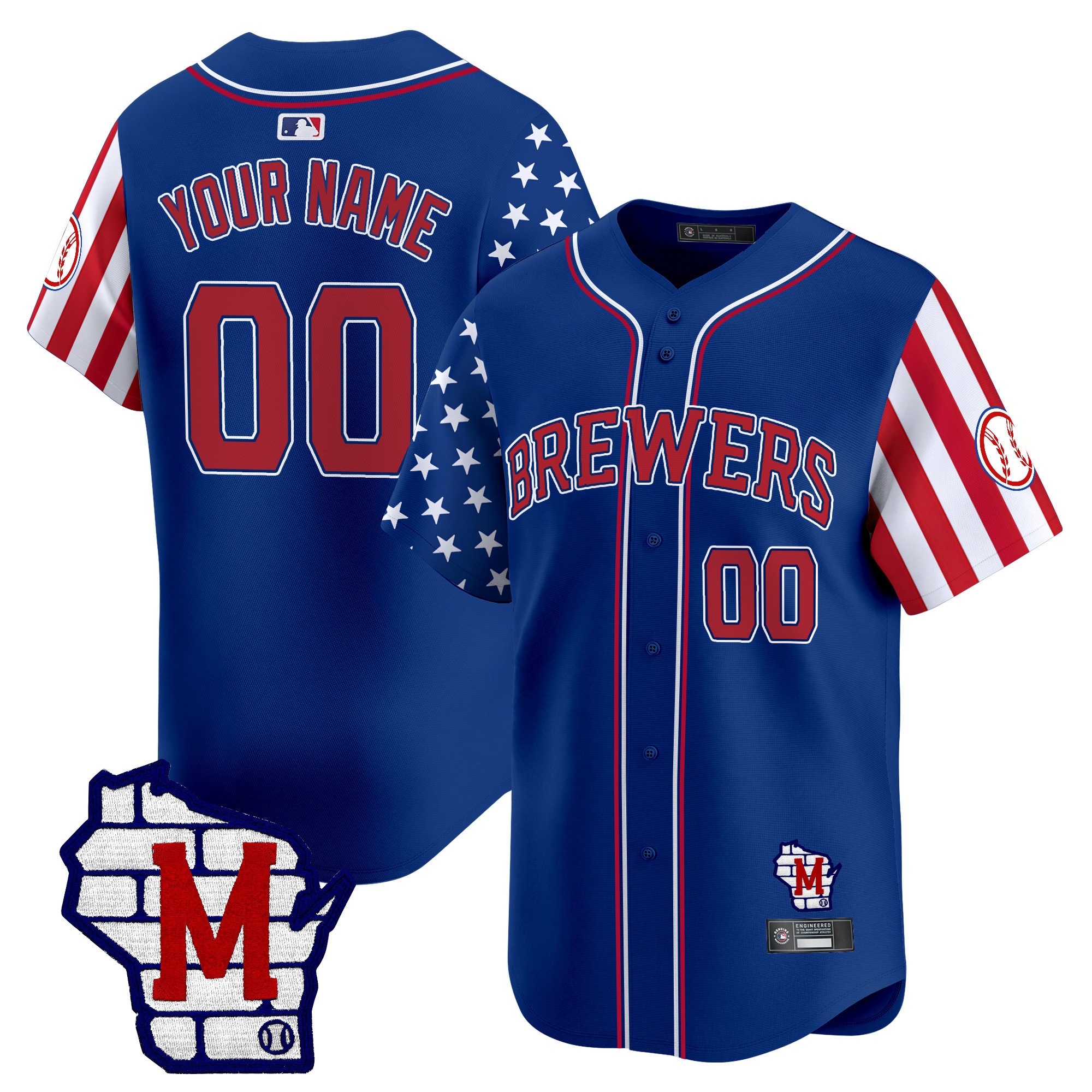 Milwaukee Brewers Active Player Custom Royal 2025 Independence Day Vapor Premier Limited Stitched Baseball Jersey