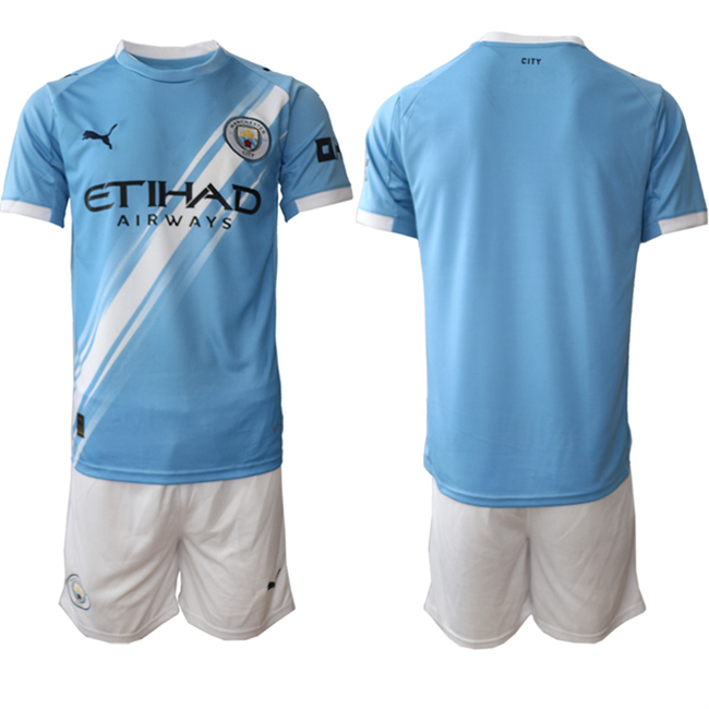 Men's Manchester City Custom 2025 Light Blue Home Soccer Jersey Suit Men's Manchester City Custom 2025 Light Blue Home Soccer Jersey Suit