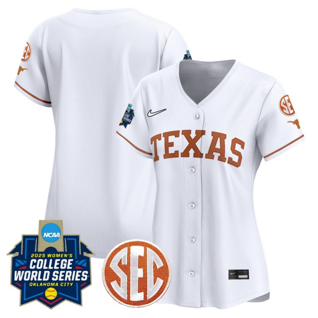 Women's Texas Longhorns Softball Team Blank White 2025 World Series (WCWS) Limited Stitched Baseball Jersey