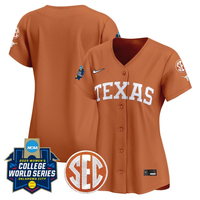 Women's Texas Longhorns Softball Team Blank Orange 2025 World Series (WCWS) Limited Stitched Baseball Jersey