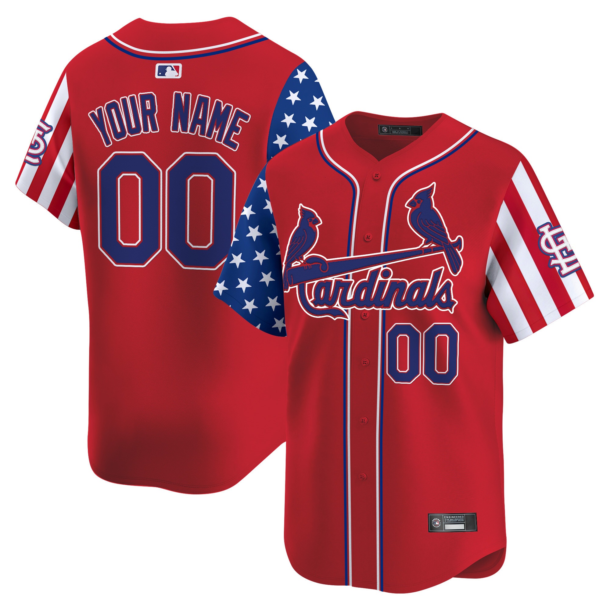 St. Louis Cardinals Custom Red 2025 Independence Day Limited Stitched Baseball Jersey V2
