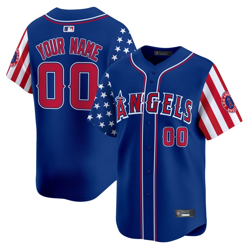 Los Angeles Angels 2025 Independence Day Vapor Premier Limited Custom Jersey Royal - All Stitched