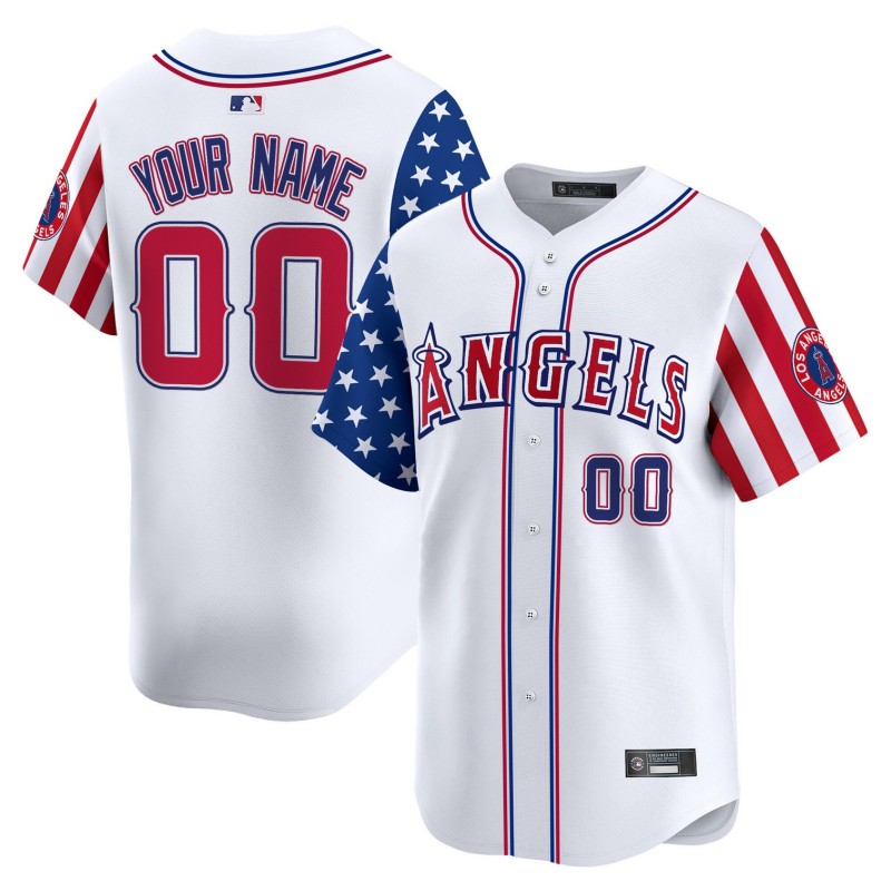 Los Angeles Angels 2025 Independence Day Vapor Premier Limited Custom Jersey White - All Stitched