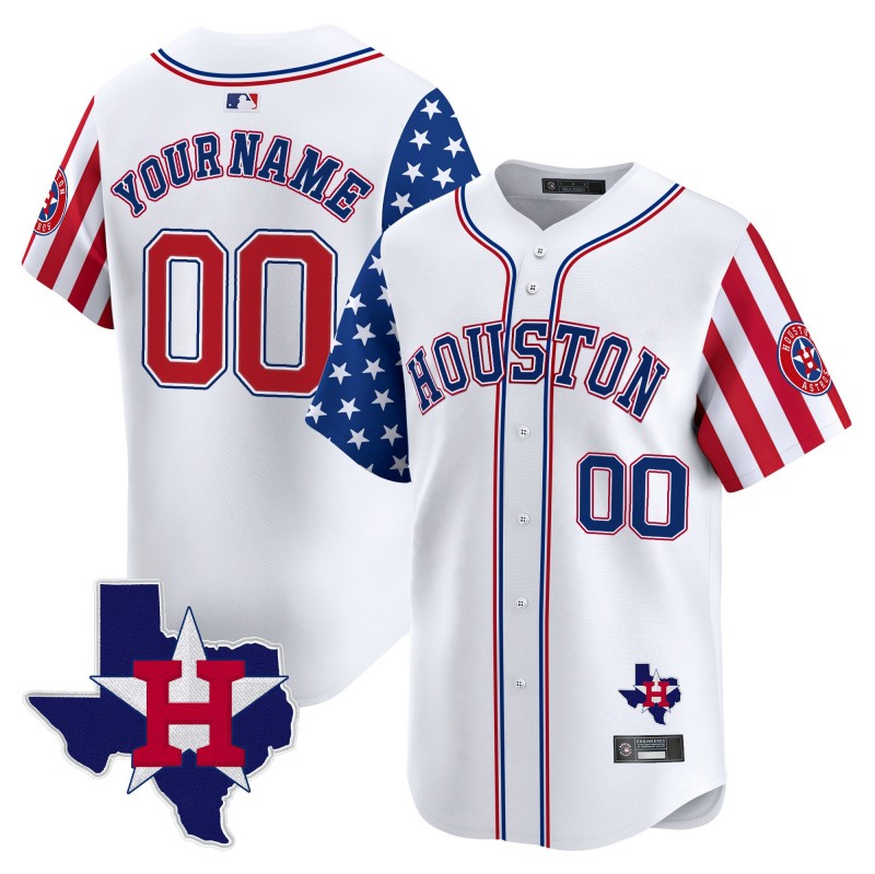 Houston Astros Custom White 2025 Independence Day Vapor Premier Limited Jersey V2 - All Stitched