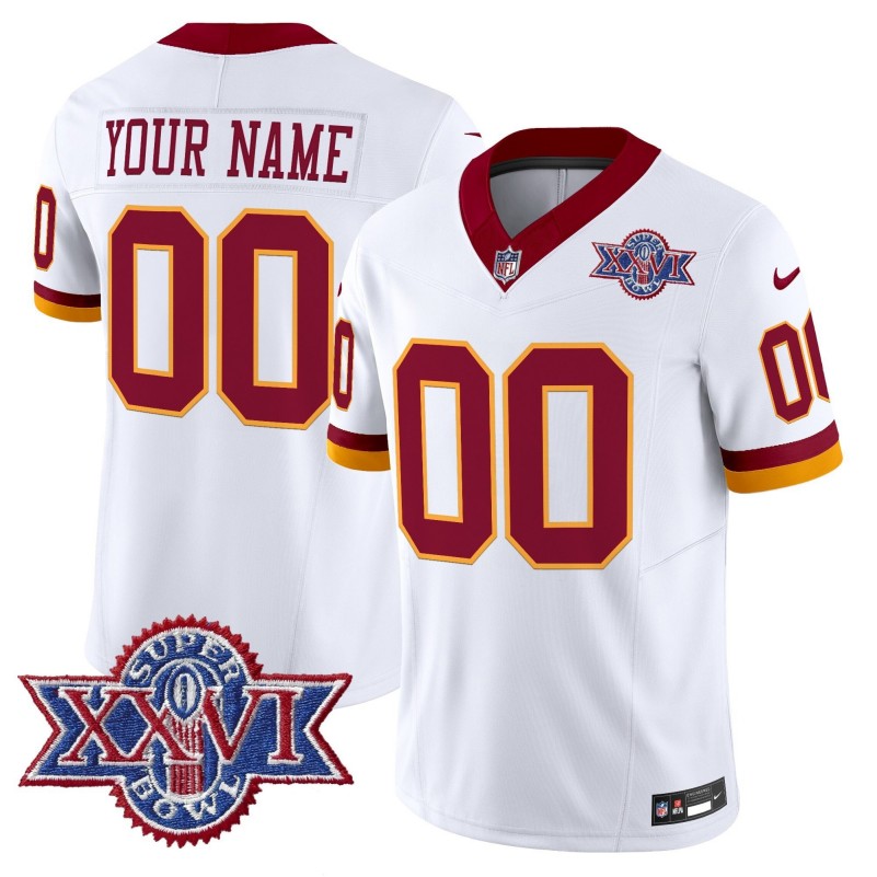 Washington Commanders Custom White Throwback 1992 Super Bowl XXVI Patch Vapor Limited Stitched Football Jersey