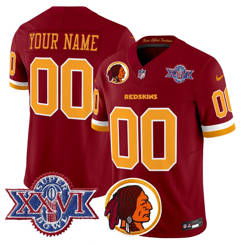 Washington Redskins Custom Burgundy Throwback 1992 Super Bowl XXVI Patch Vapor Limited Stitched Jersey V2