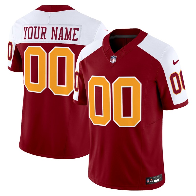 Washington Commanders Custom Burgundy White Throwback Vapor Limited Stitched Football Jersey