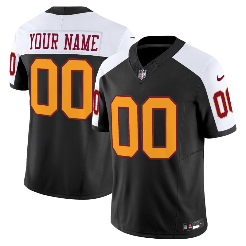 Washington Commanders Custom Black White Throwback Vapor Limited Stitched Football Jersey