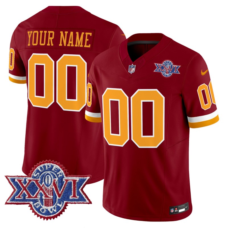 Washington Commanders Custom Burgundy Throwback 1992 Super Bowl XXVI Patch Vapor Limited Stitched Football Jersey