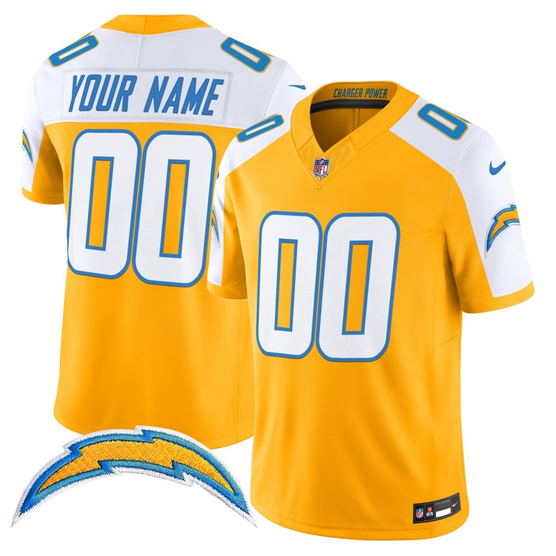 All Gender Los Angeles Chargers Custom Gold White 2025 F.U.S.E. Alternate Vapor Limited Stitched Football Jersey