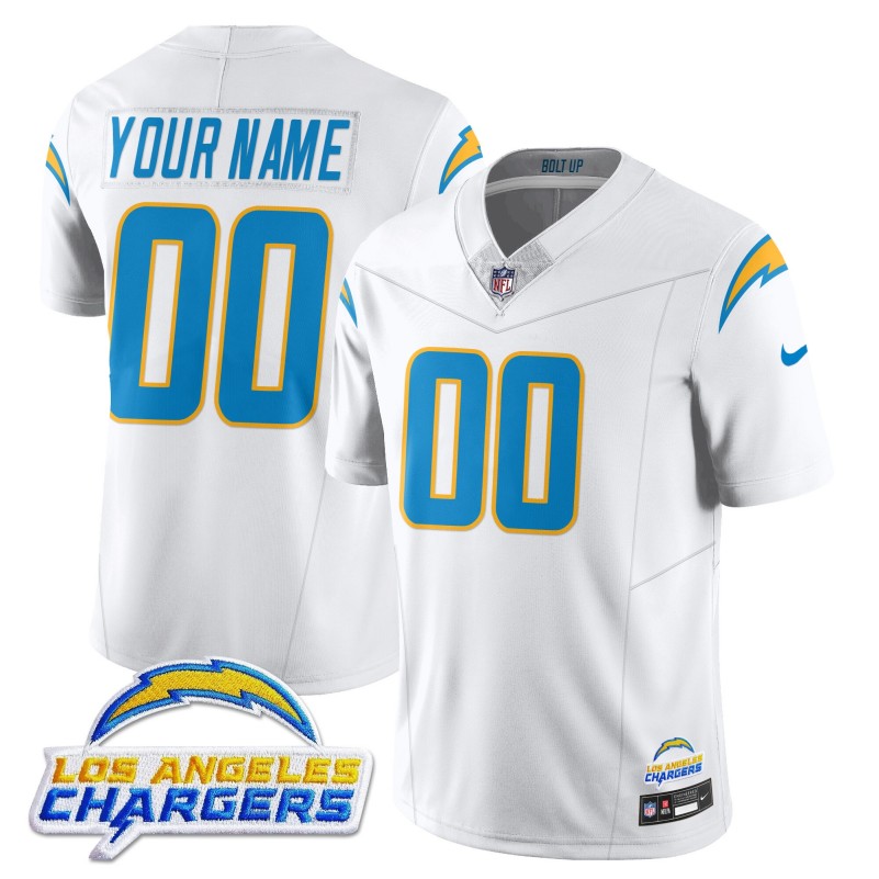 Los Angeles Chargers All Gender Custom White 2025 Stitched Jersey - Team Logo Patch