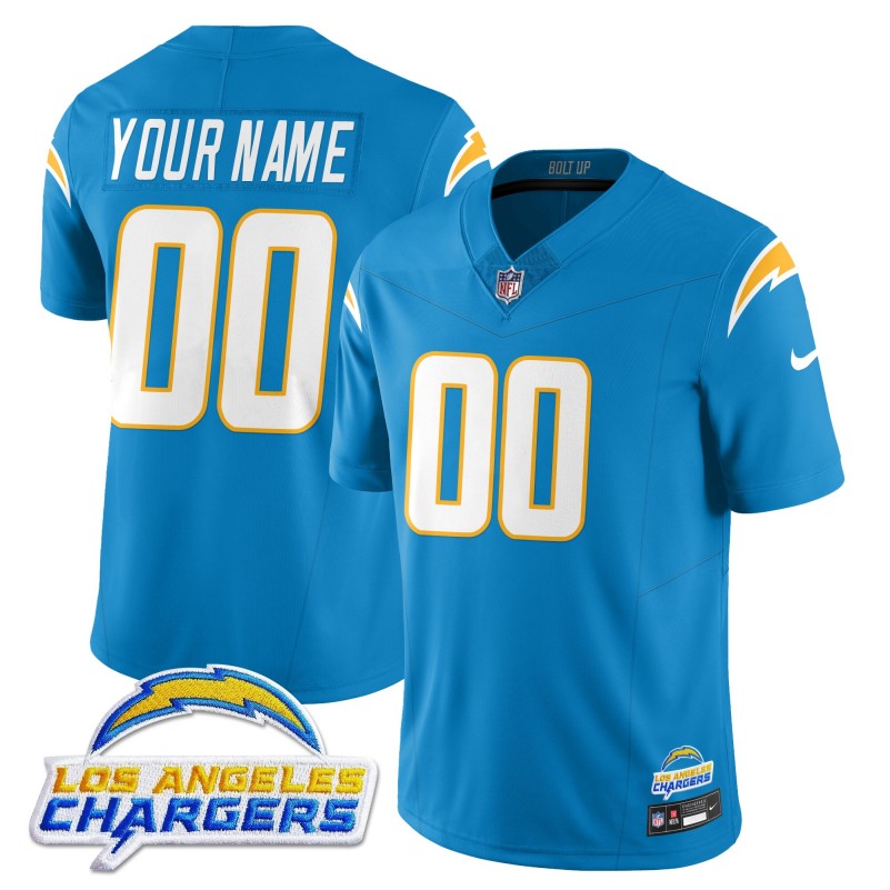 Los Angeles Chargers All Gender Custom Blue 2025 Stitched Jersey - Team Logo Patch