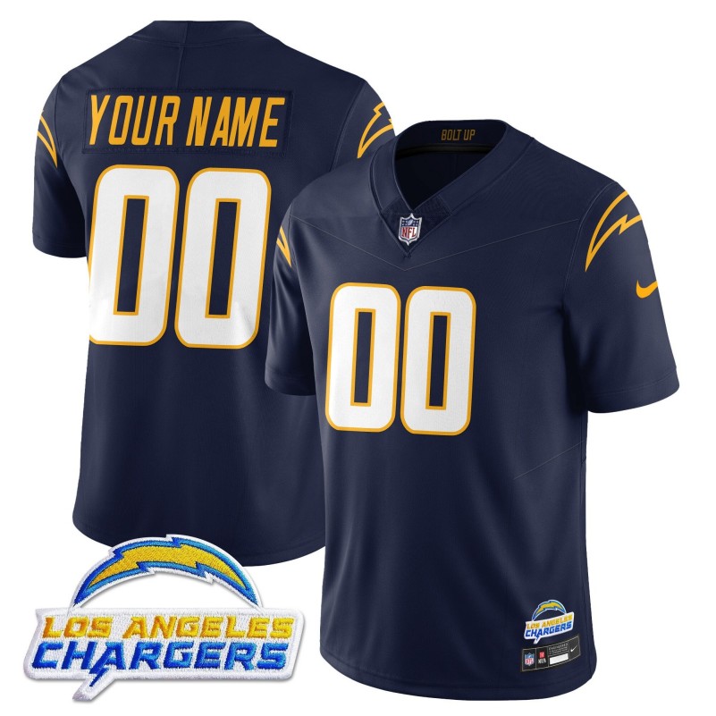 Los Angeles Chargers All Gender Custom Navy Alternate 2025 Stitched Jersey - Team Logo Patch