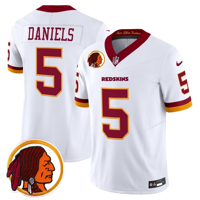 Men's Washington Redskins #5 Throwback Jayden Daniels F.U.S.E. Vapor Limited Stitched Jersey V2 White