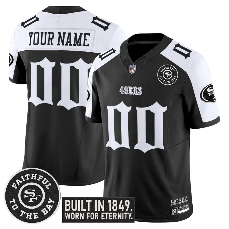 San Francisco 49ers 'Fog City Gothic Edition' Custom Vapor Limited Stitched Jersey - Black White