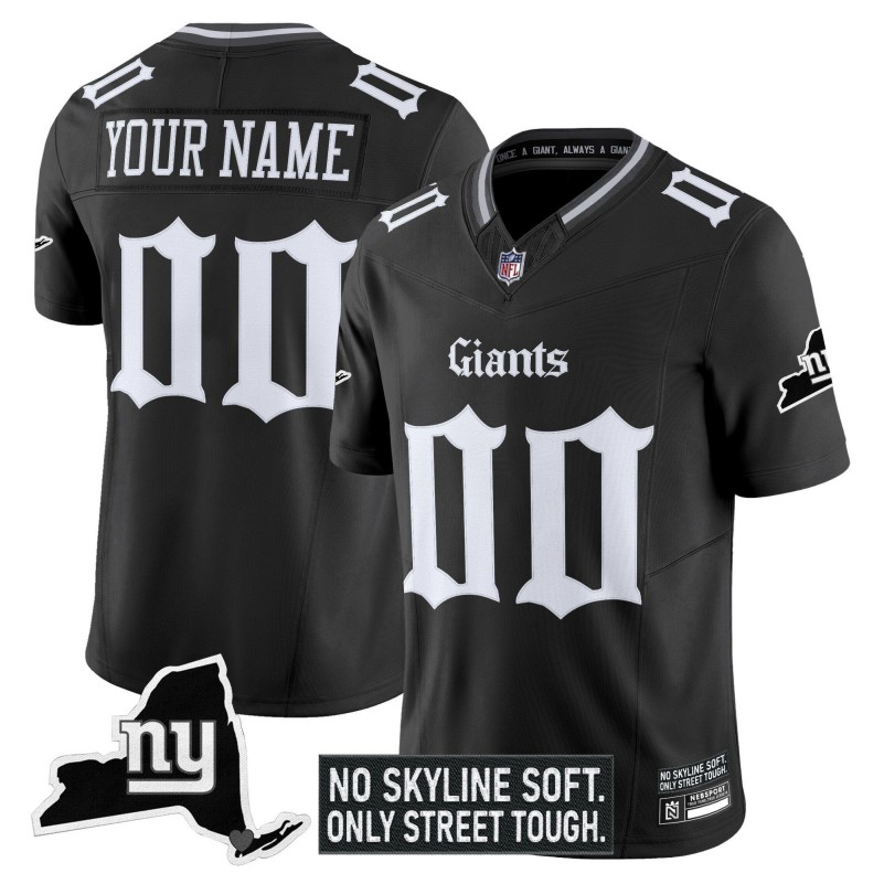 New York Giants 'Gothic Gotham Edition' Custom Vapor Limited Stitched Jersey - Black