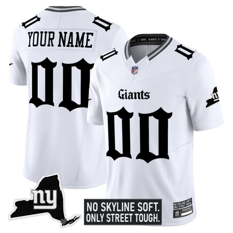 New York Giants 'Gothic Gotham Edition' Custom Vapor Limited Stitched Jersey - White
