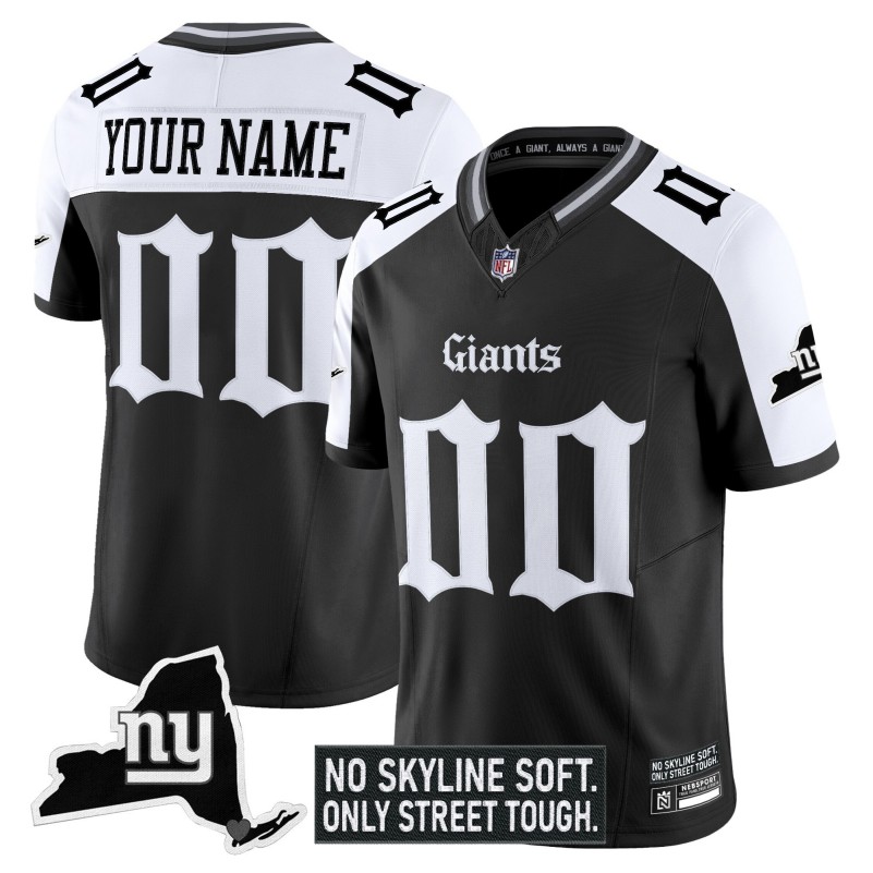 New York Giants 'Gothic Gotham Edition' Custom Vapor Limited Stitched Jersey - Black White
