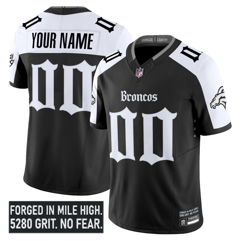 Denver Broncos 'Gothic Mile High Shadows Edition' Custom Vapor Limited Stitched Jersey - Black White