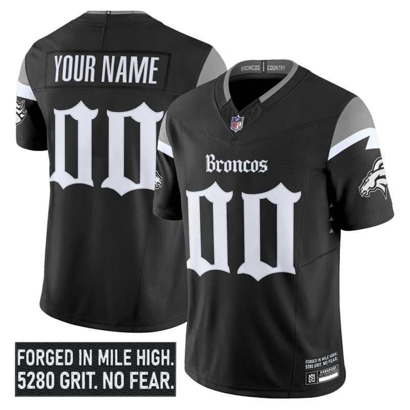 Denver Broncos 'Gothic Mile High Shadows Edition' Custom Vapor Limited Stitched Jersey - Black