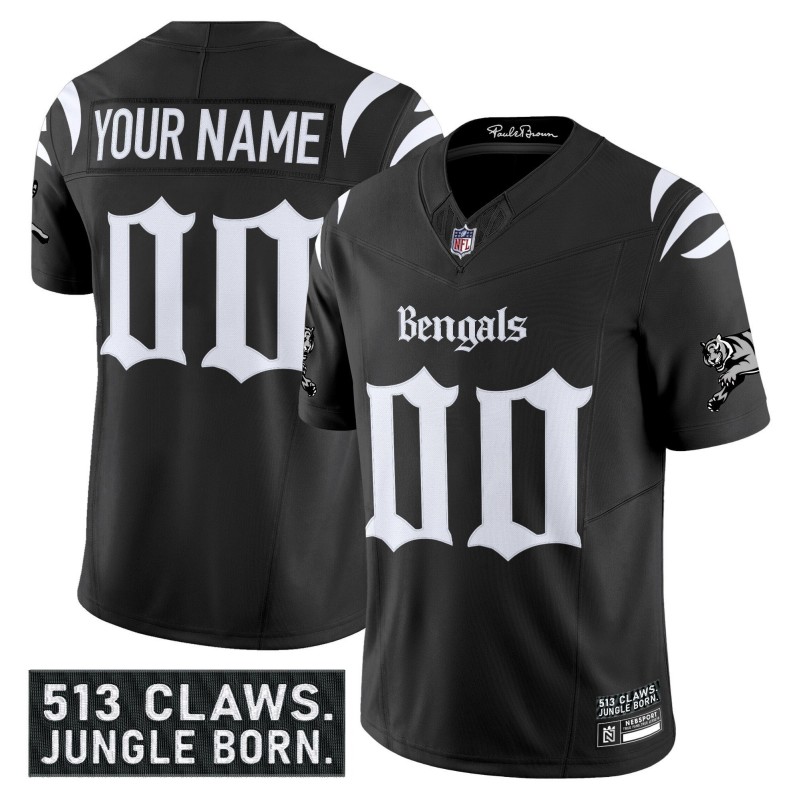 Cincinnati Bengals 'Gothic Jungle Shadows Edition' Custom Vapor Limited Stitched Jersey - Black