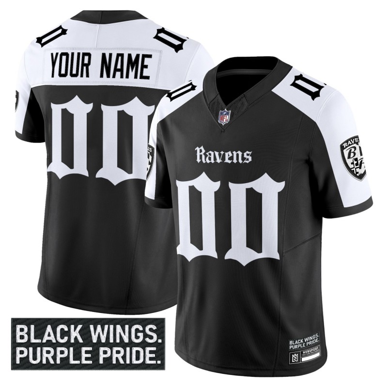 Baltimore Ravens 'Gothic Nevermore Edition' Custom Vapor Limited Stitched Jersey - Black White